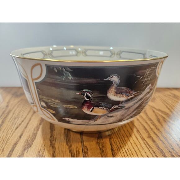 Rare Pickard China Ducks Unlimited Maynard Reece Waterfowl Bowl Historical - Picture 2 of 10